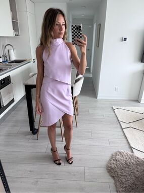 Elliatt Lilac Asymmetrical Halter Mini Lilac Dress
